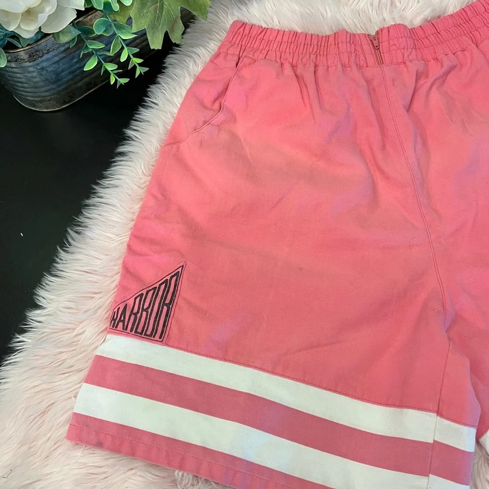Victoria Harbor Vintage 80s 90s Pink White Stripe Pull On Shorts Sz M As‎ Is